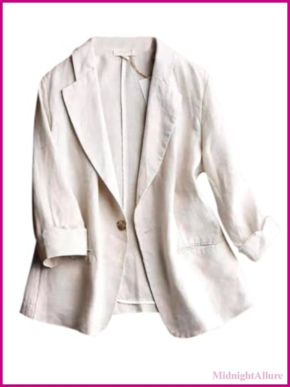 Linen Blazer Women 3/4 Sleeve Lightweight Spring Summer Business Casual Jacket